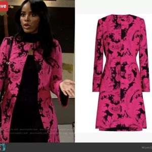 Alice Olivia Pink Liza Bell Sleeve Paisley Coat